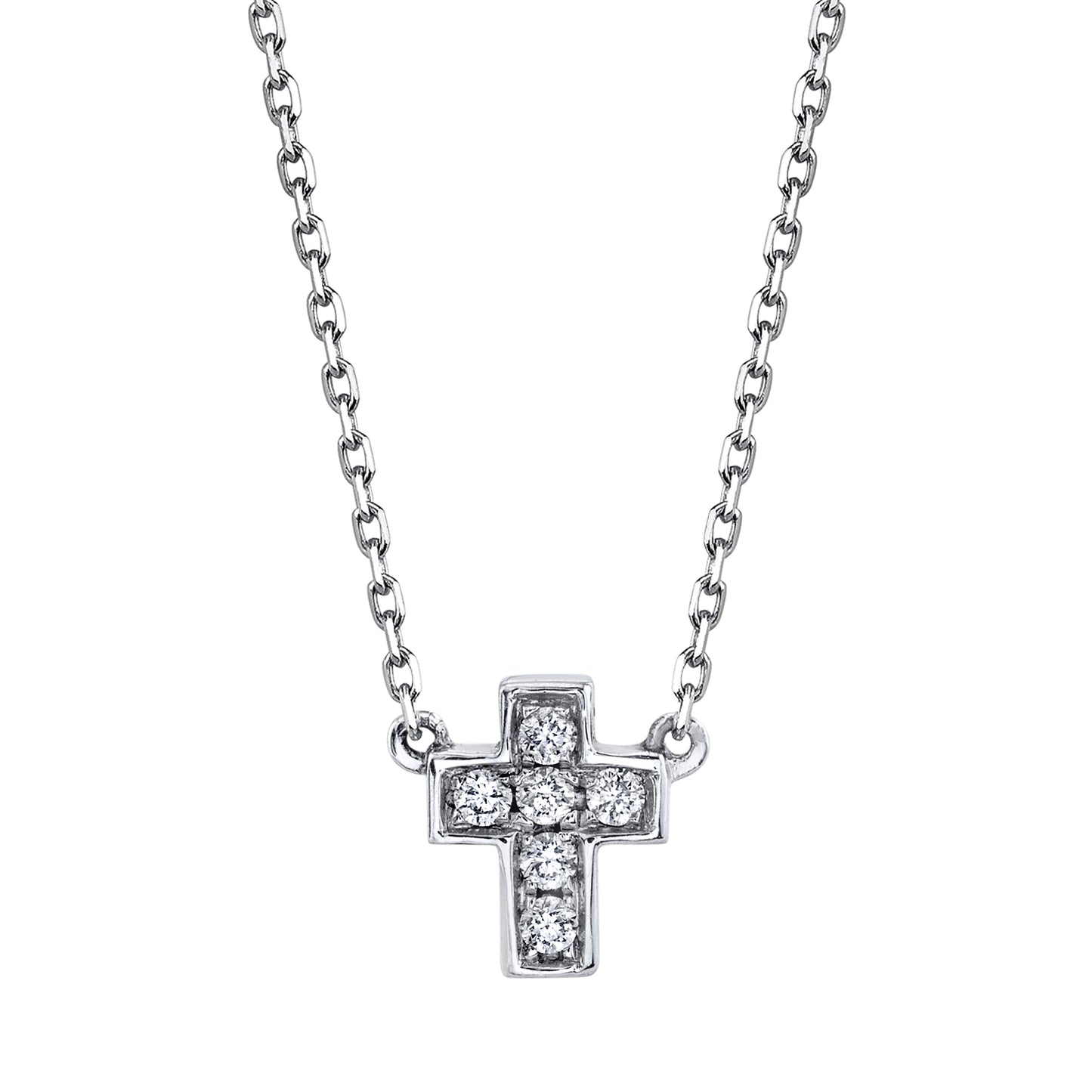 Petite Diamond Cross Necklace in 14K Gold