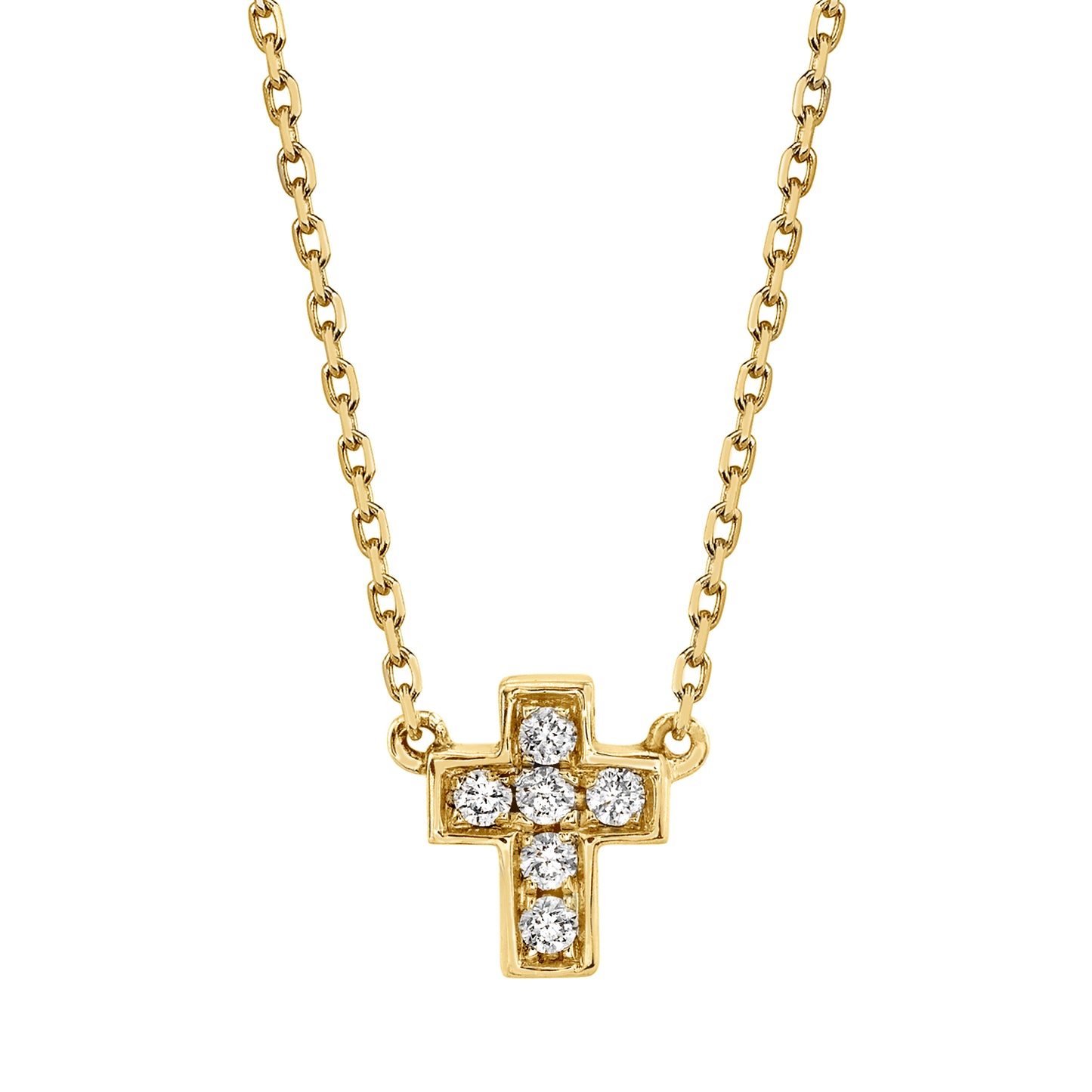 Petite Diamond Cross Necklace in 14K Gold