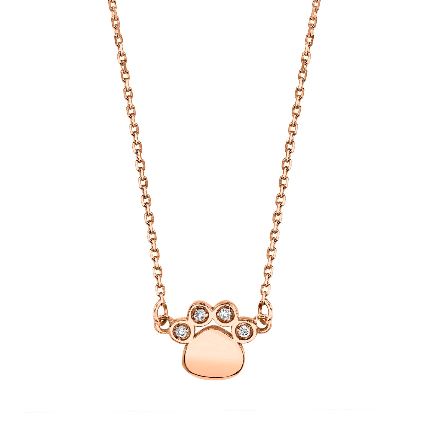 Petite Diamond Paw Necklace in 14K Gold