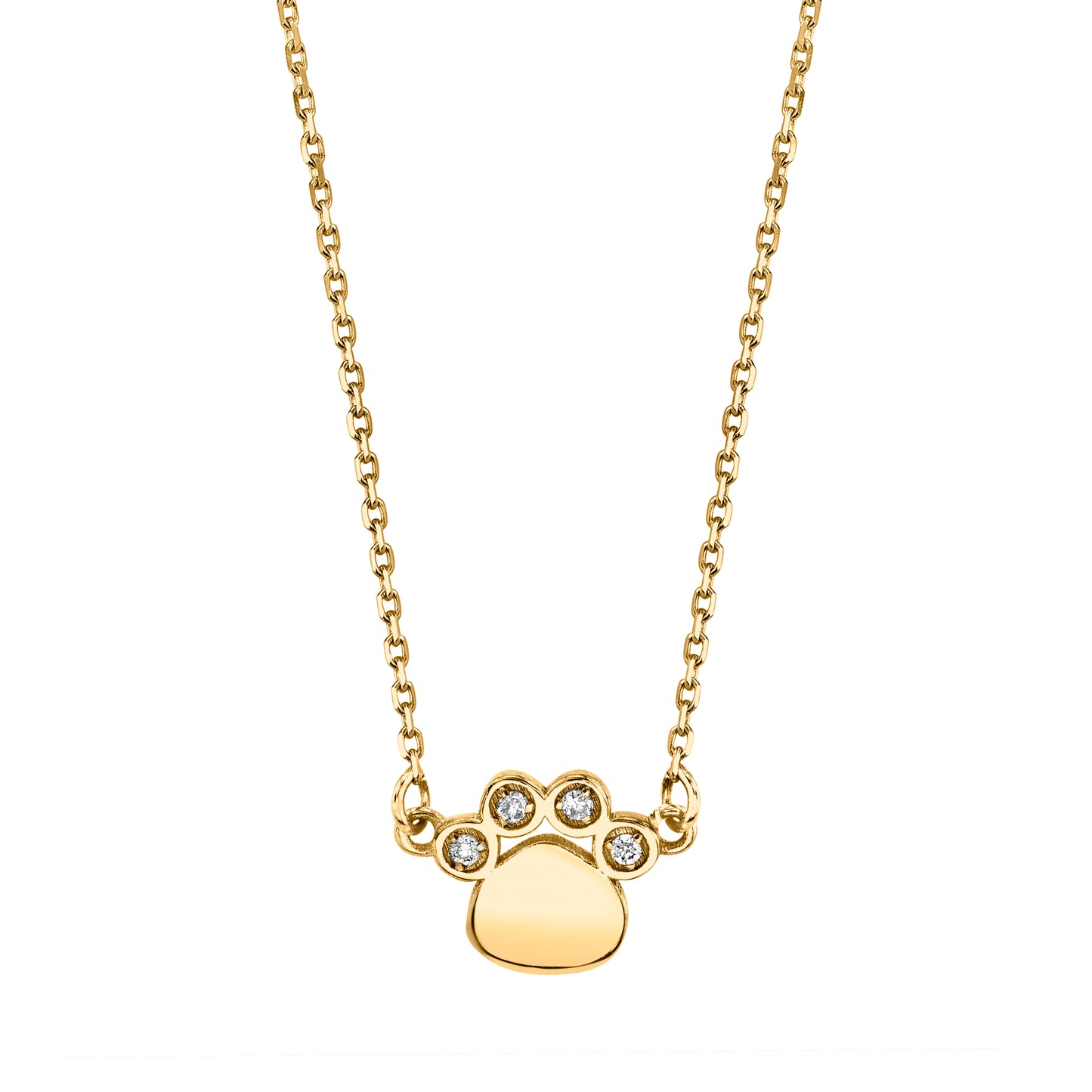 Petite Diamond Paw Necklace in 14K Gold