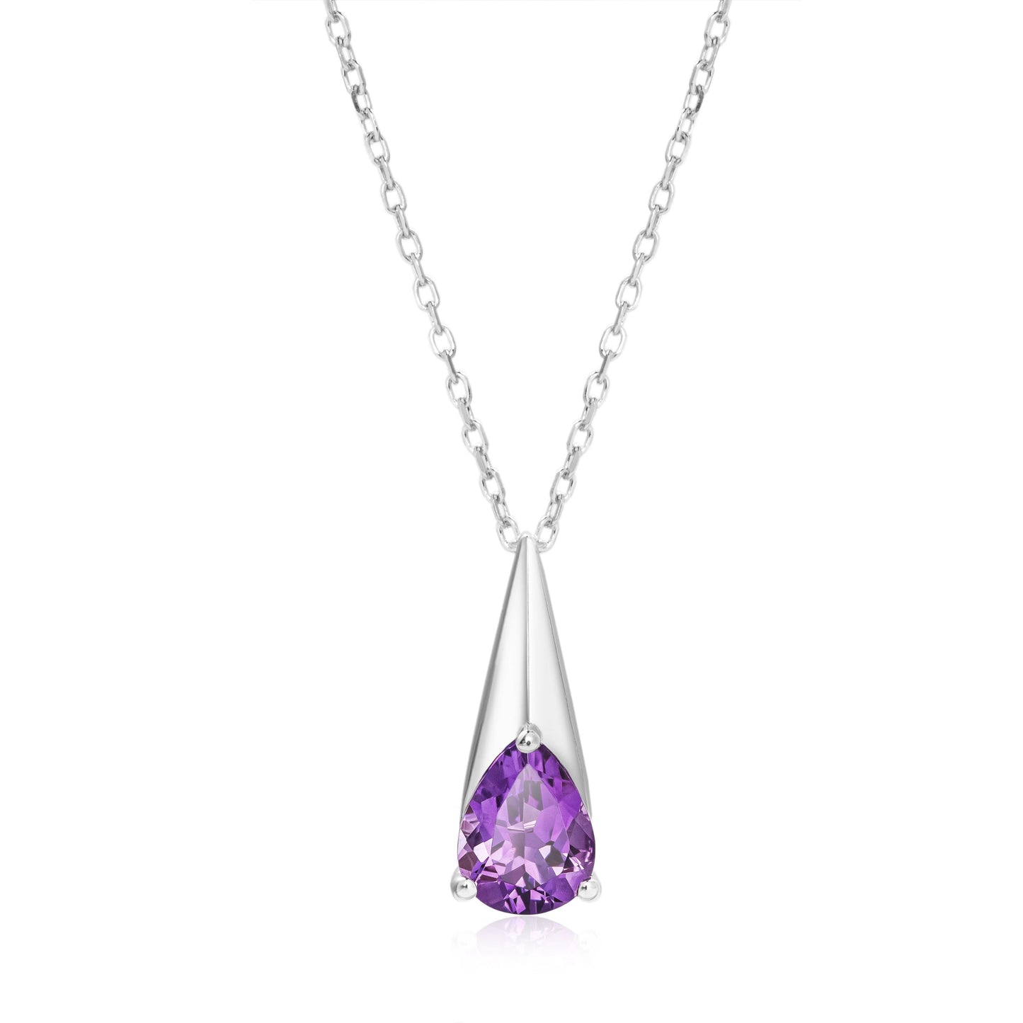 Tear Drop Amethyst Necklace in Sterling Silver