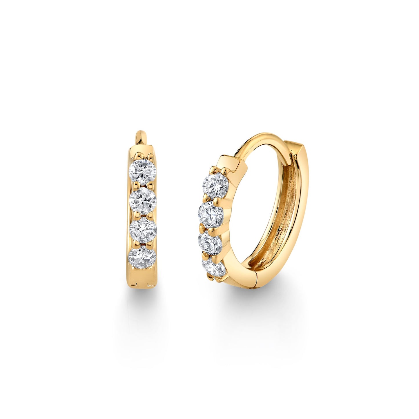Petite Diamond Huggie Earrings in 14K Gold