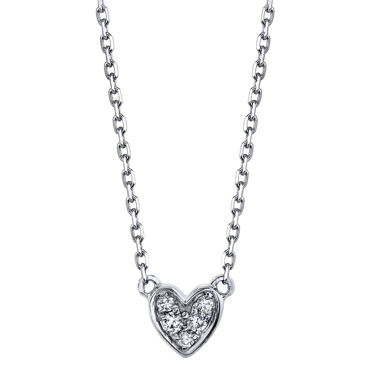Petite Diamond Heart Necklace in 14K Gold