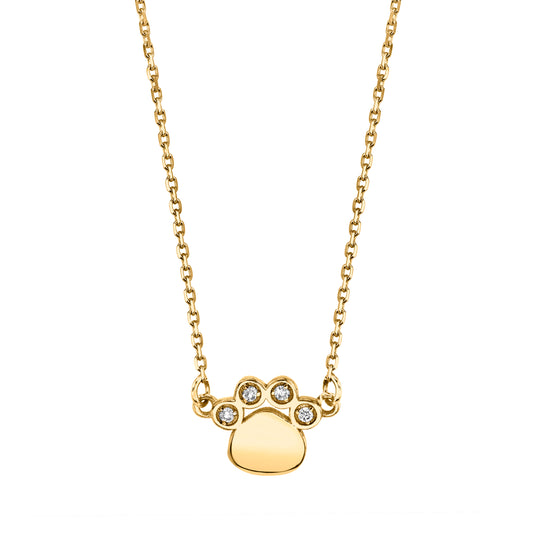 Petite Diamond Paw Necklace in 14K Gold